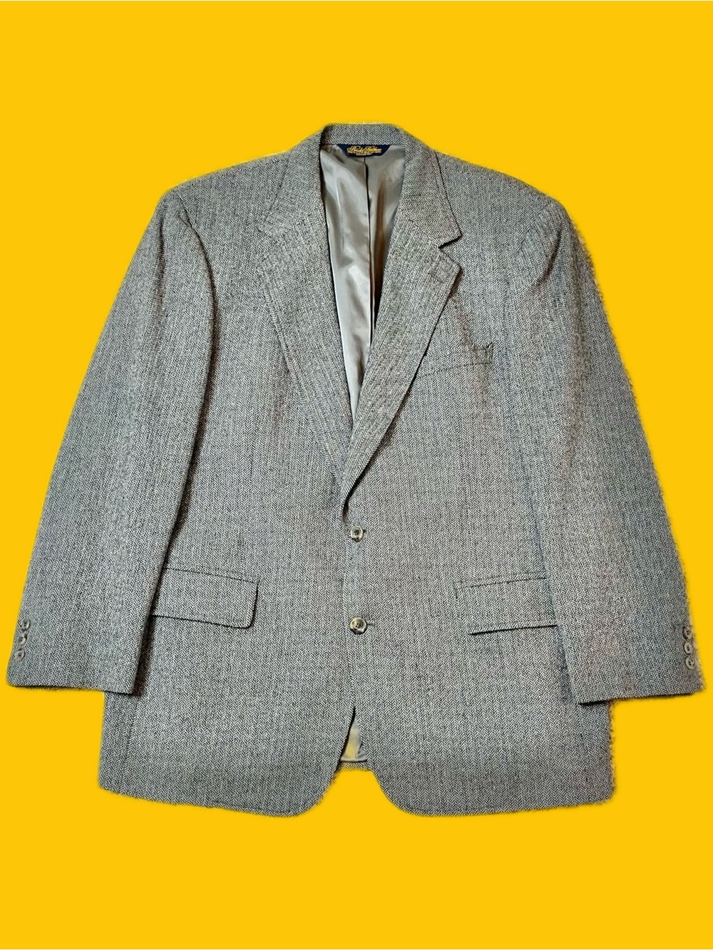 Brooks Brothers 100% Wool Herringbone Sport Coat Blazer Gray 44R USA